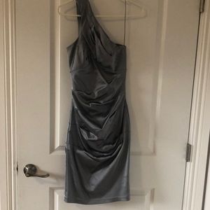 Cache, silver one shoulder dress. Size 0